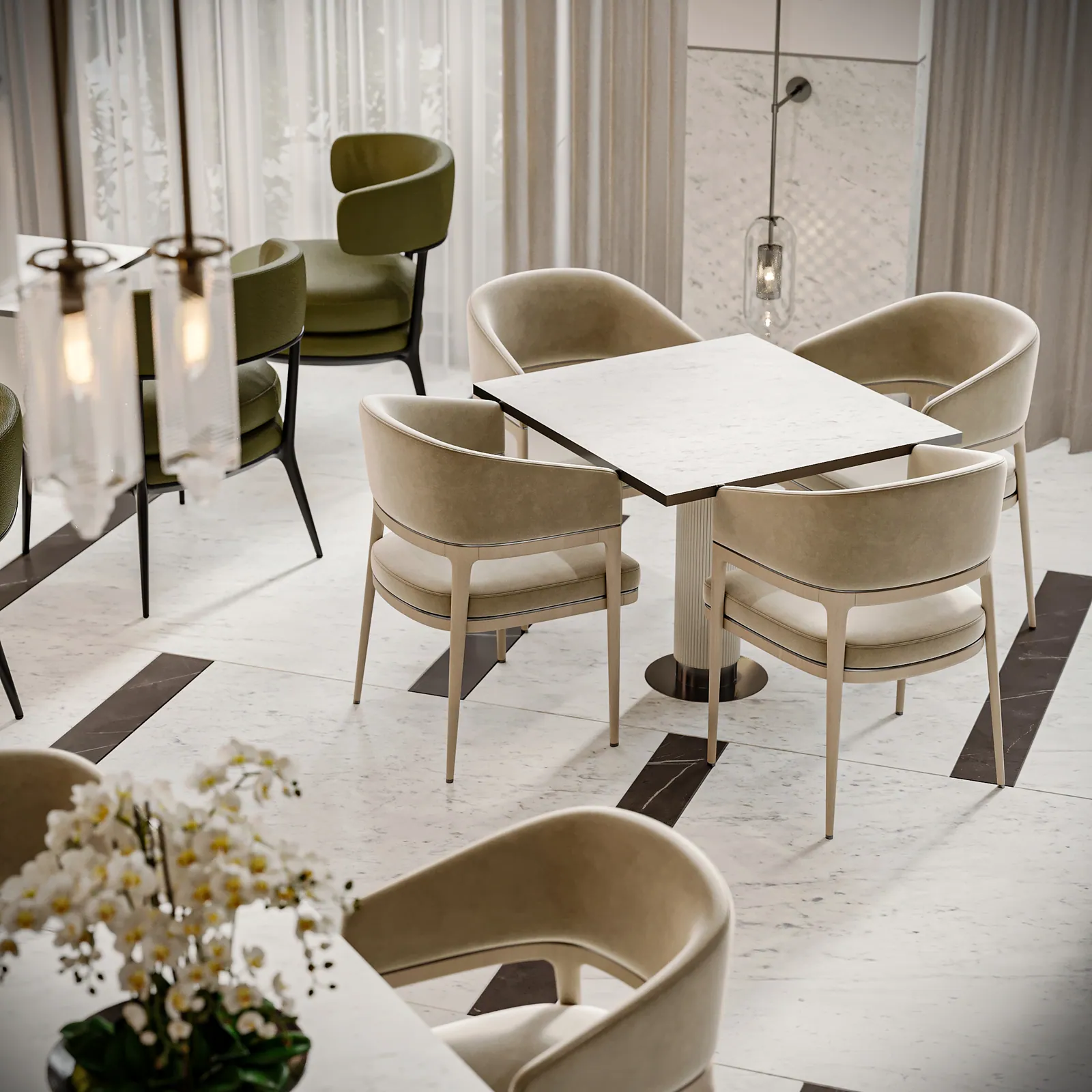 مطعم فندق – الخبر – Hotel Restaurant, Al Khobar | تصميم أمل الفقيه · Amal Alfageeh
