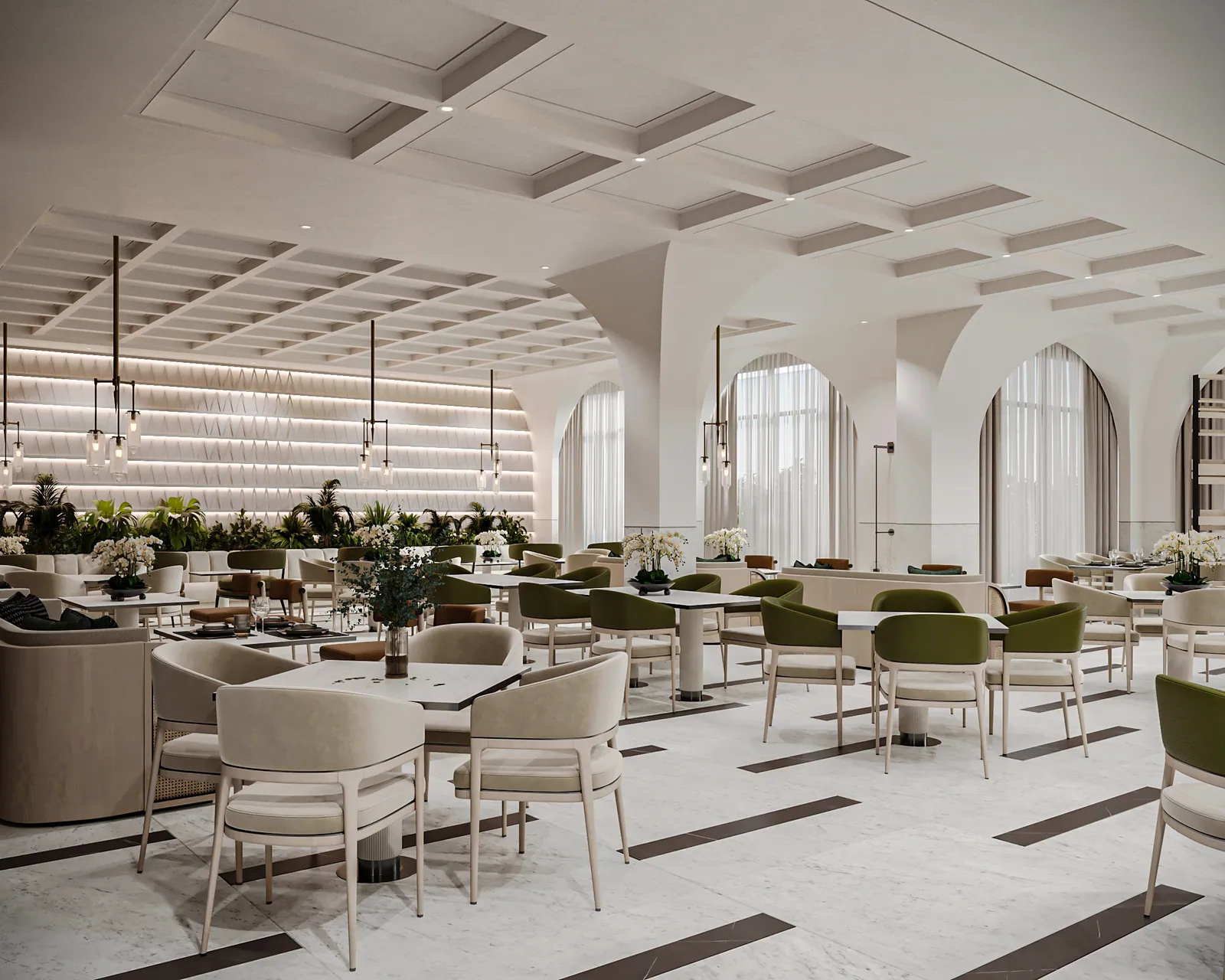 مطعم فندق – الخبر – Hotel Restaurant, Al Khobar | تصميم أمل الفقيه · Amal Alfageeh