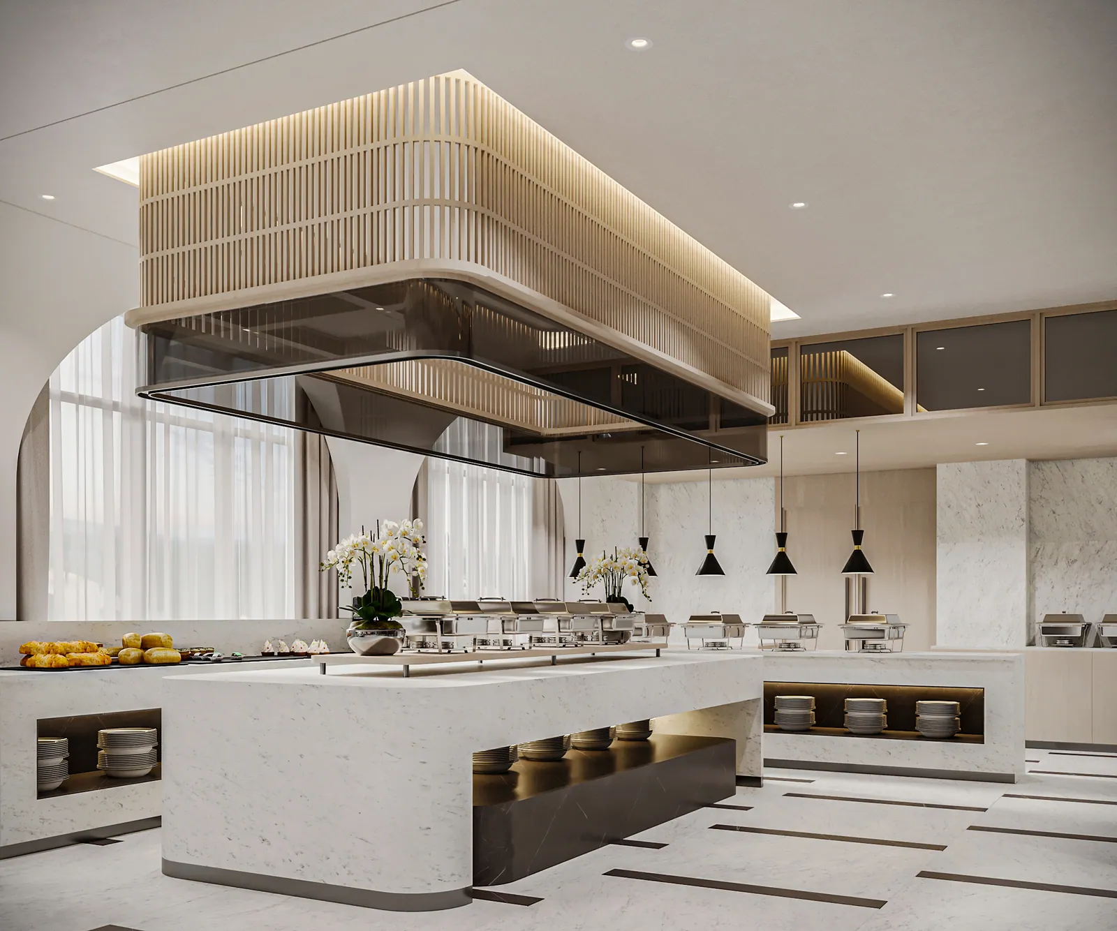 مطعم فندق – الخبر – Hotel Restaurant, Al Khobar | تصميم أمل الفقيه · Amal Alfageeh