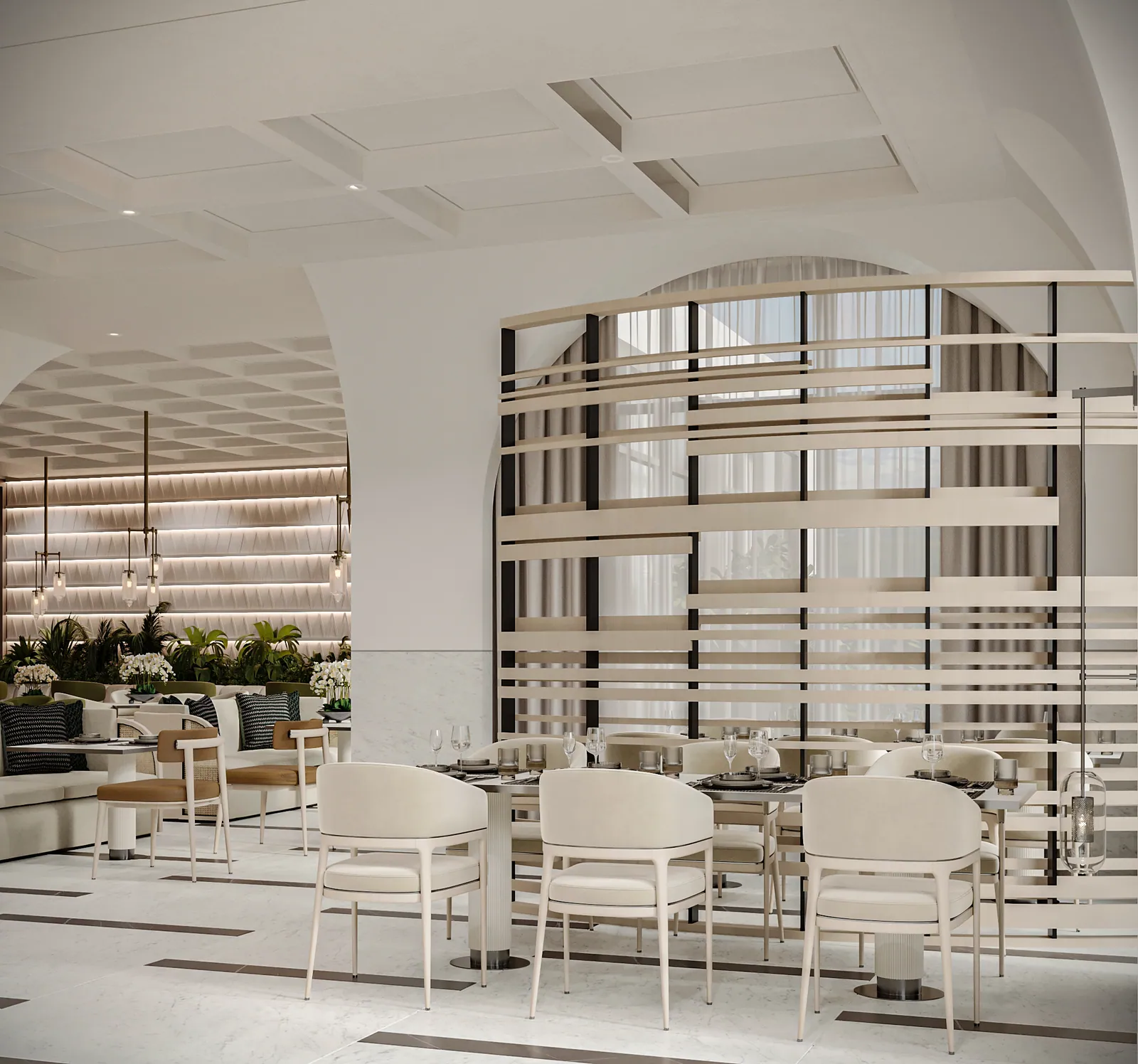 مطعم فندق – الخبر – Hotel Restaurant, Al Khobar | تصميم أمل الفقيه · Amal Alfageeh