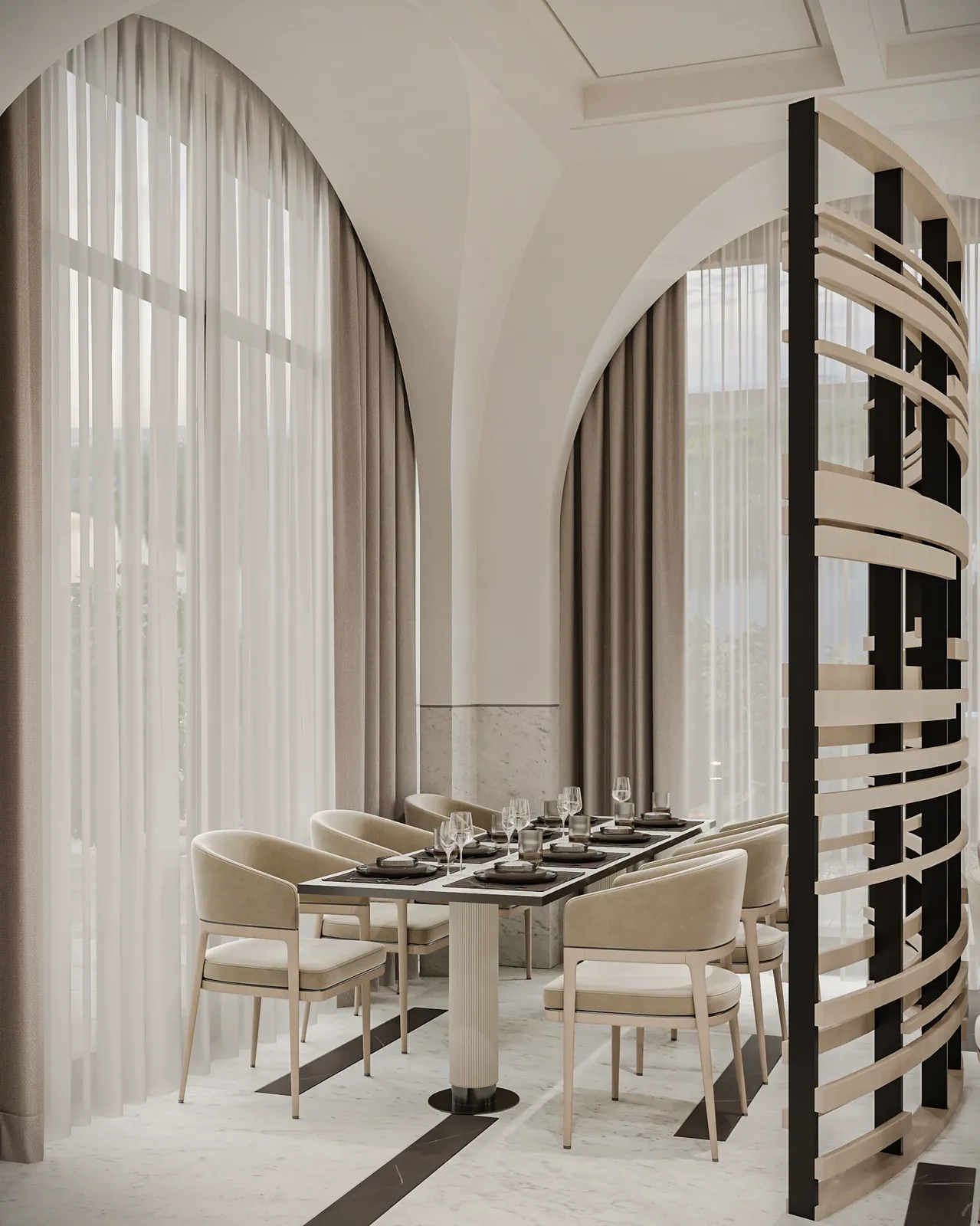 مطعم فندق – الخبر – Hotel Restaurant, Al Khobar | تصميم أمل الفقيه · Amal Alfageeh
