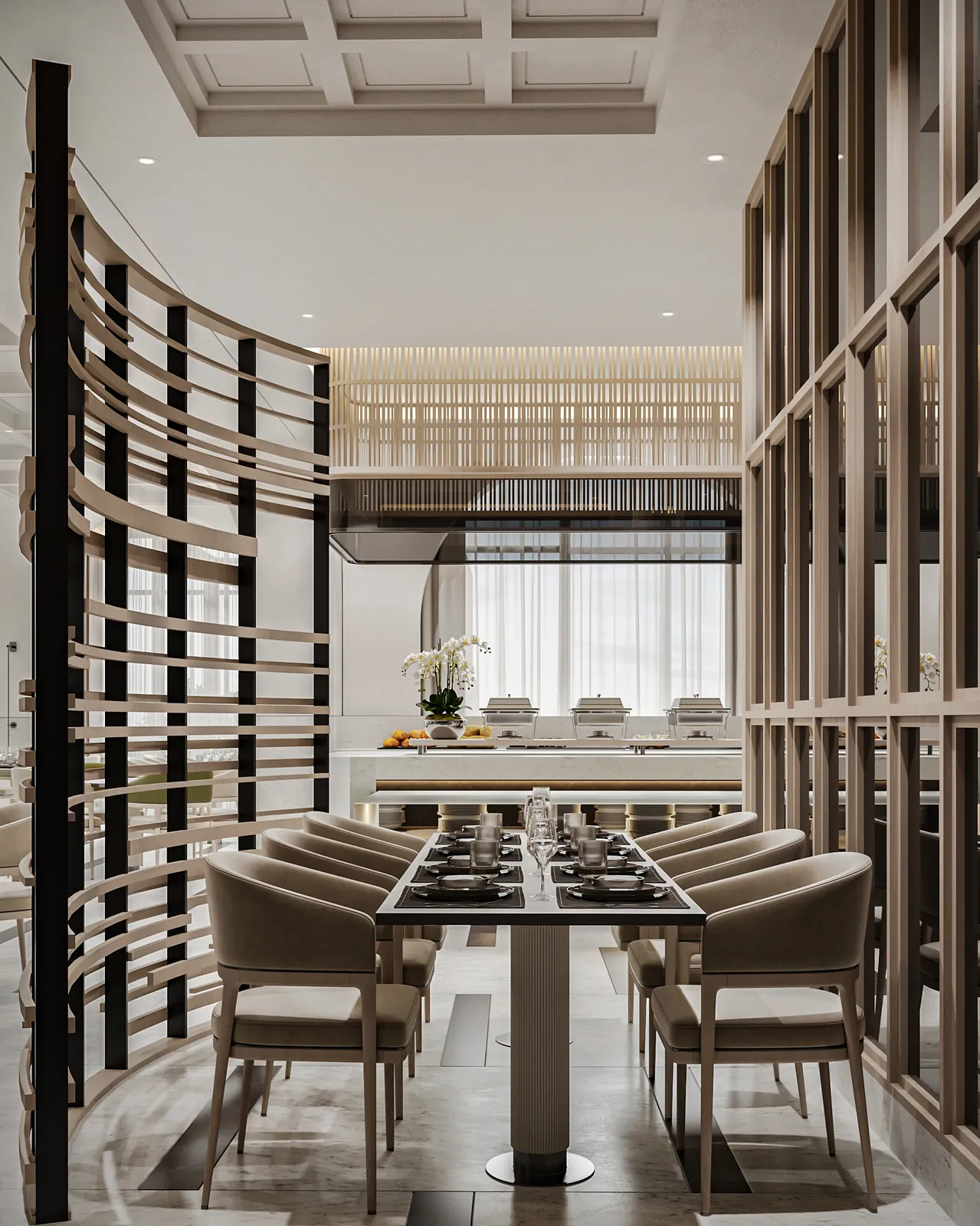 مطعم فندق – الخبر – Hotel Restaurant, Al Khobar | تصميم أمل الفقيه · Amal Alfageeh